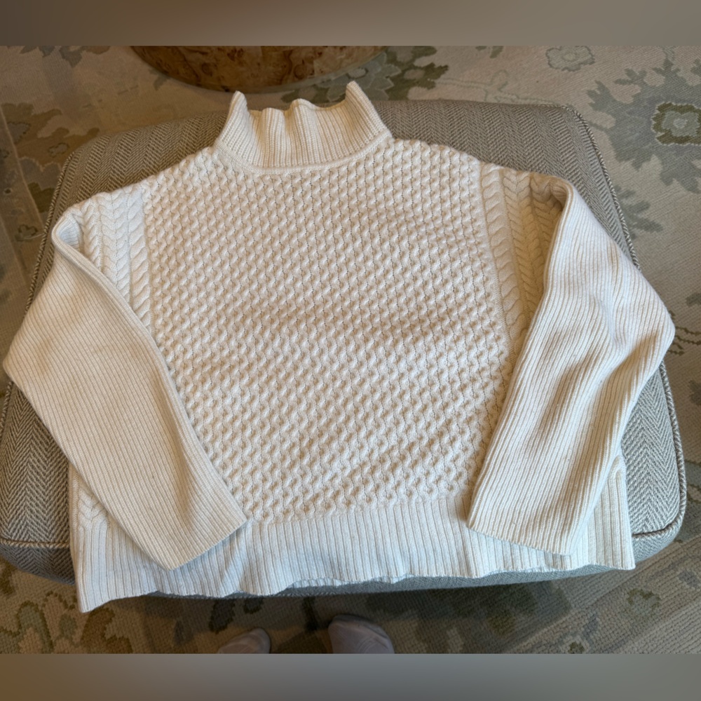 AYR Textured Cream Crew Neck Sweater